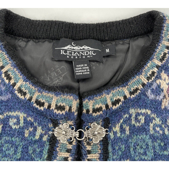 Icelandic‎ Design Lined Wool Cardigan Women’s Medium Made in Hong Kong Vintage - Picture 2 of 8